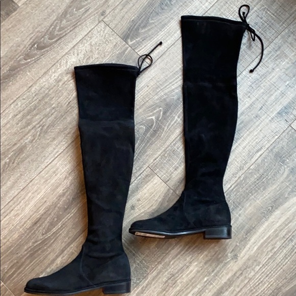 Stuart Weitzman Lowland Over the Knee OTK boots black suede size 6 EUC - Picture 2 of 10